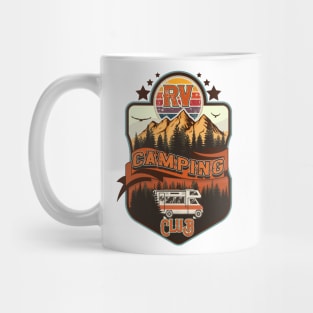 RV Camping Club vintage funny , retro landscape RV camping Mug